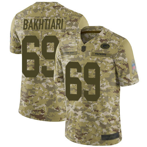 Green Bay Packers Limited Camo Men #69 Bakhtiari David Jersey Nike NFL 2018 Salute to Service